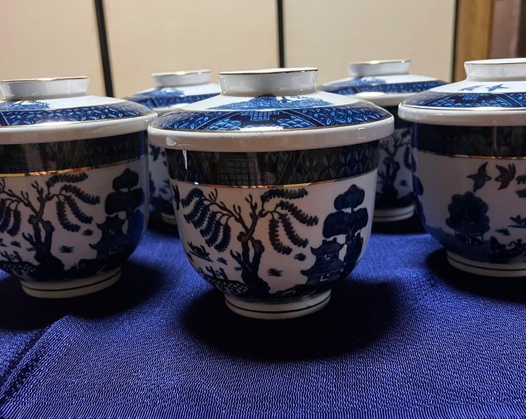 ダブルフェニックス ウィロー 茶碗蒸し椀5個 ニッコー美品 ダブルフェニックス ウィロー 茶碗蒸し椀5個 ニッコー美